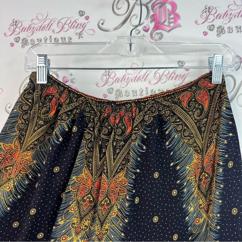 Pants wide leg flowy flare Thailand Bohemian Wide-Leg Pants with Paisley Print - Picture 10 of 14